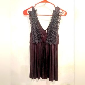 Robin K, ruffled greenish brown tank